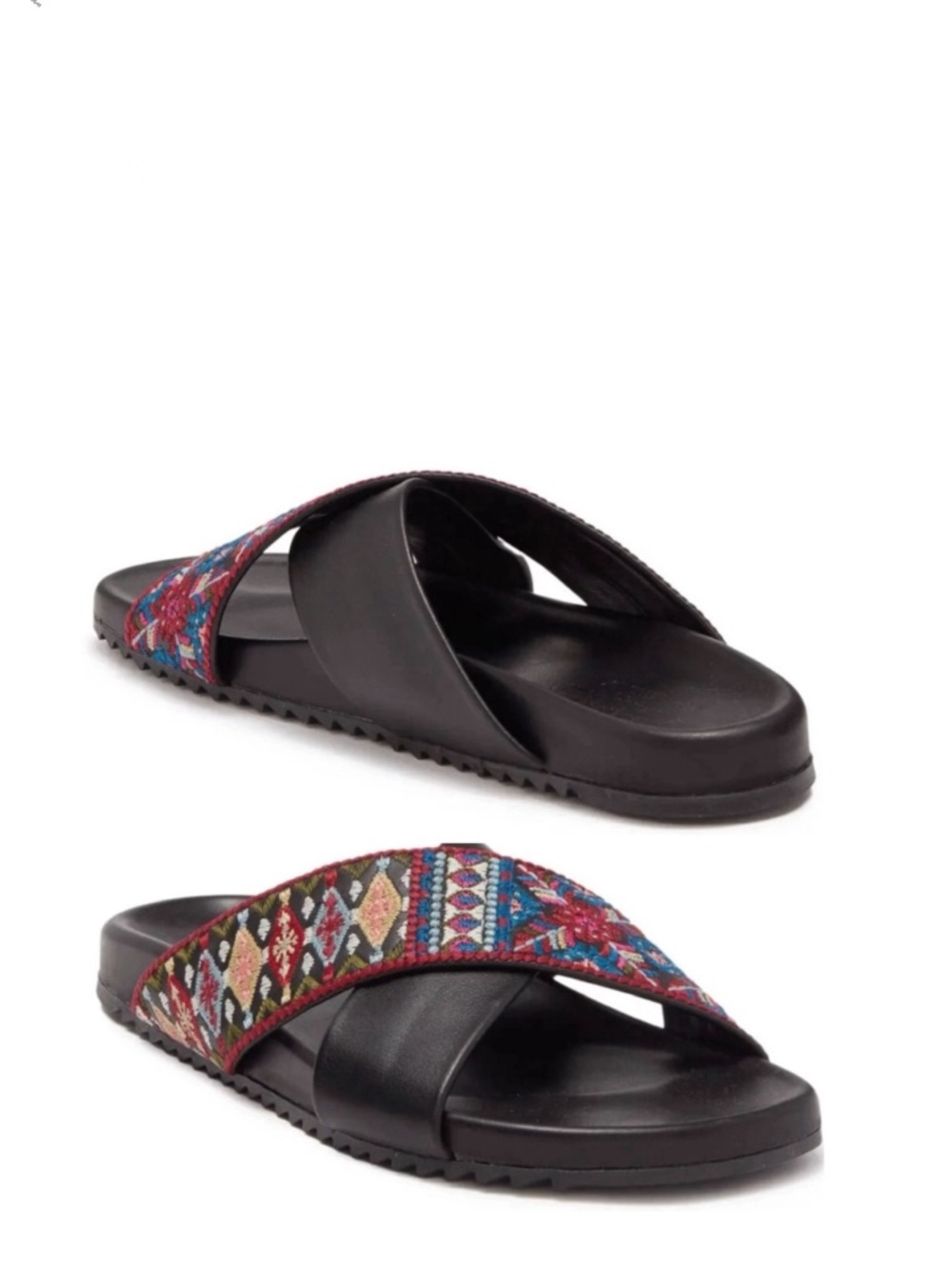 Johnny‎ Was Beatriz Slip On Embroidered Sandal Shoes Italy Size 37